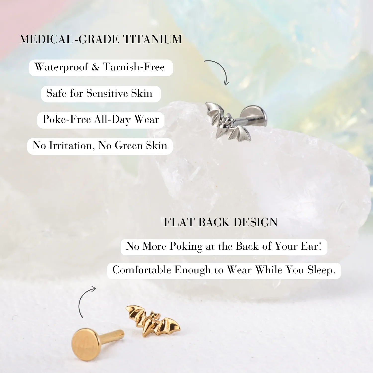 Titanium Mini Bat Piercing Stud
