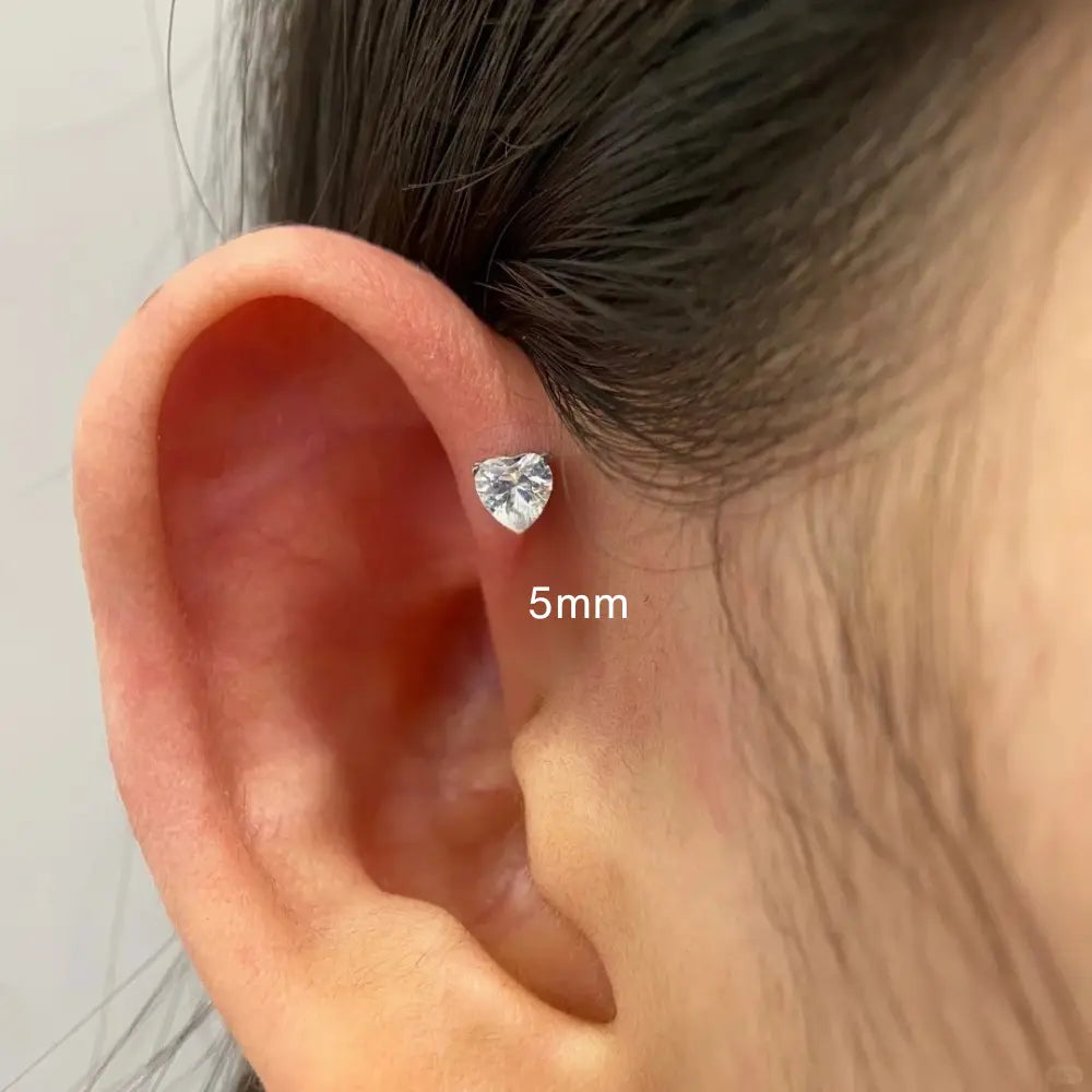 Titanium Multisize Diamond Heart Flat Back Stud