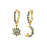 Estelle Crescent Moon & Guiding Star Hoop Earrings - Tanzanite