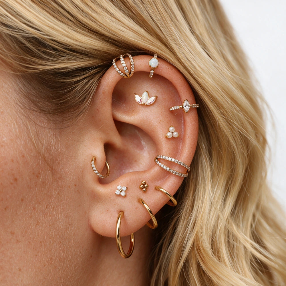 Titanium Minimal Four Ball Flat Back Stud
