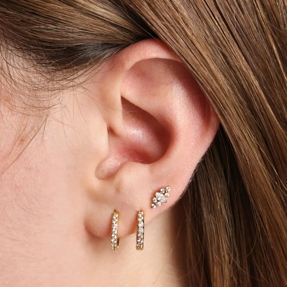 Titanium Aniyah Marquise Diamond Crown Flat Back Stud
