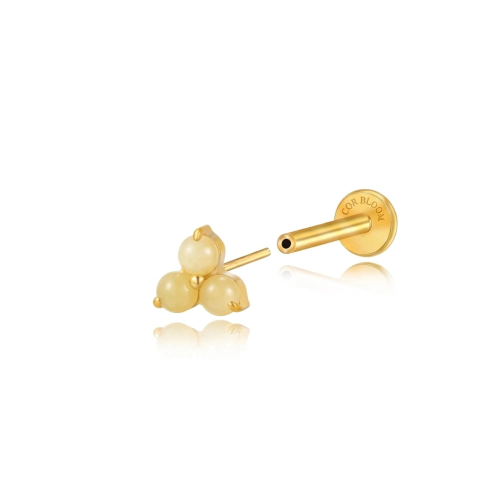 Titanium Athina Mini Triangle Stud - Lemon Stone