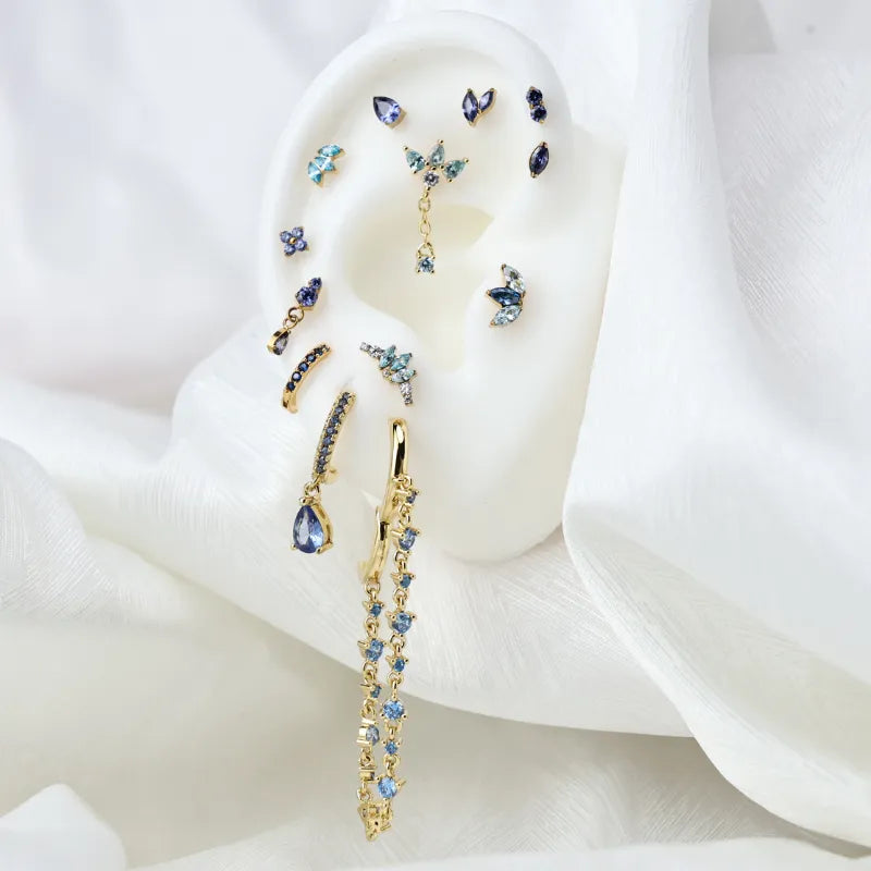 Titanium Akosua Mini Duo Petal Tanzanite Stud