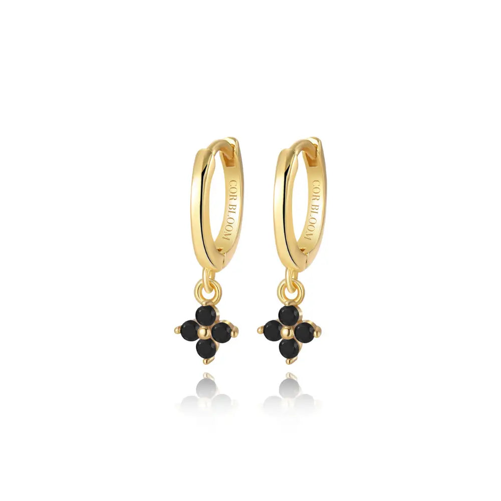 Alaiya Black Onyx Four-Leaf Clover Hoop Earrings