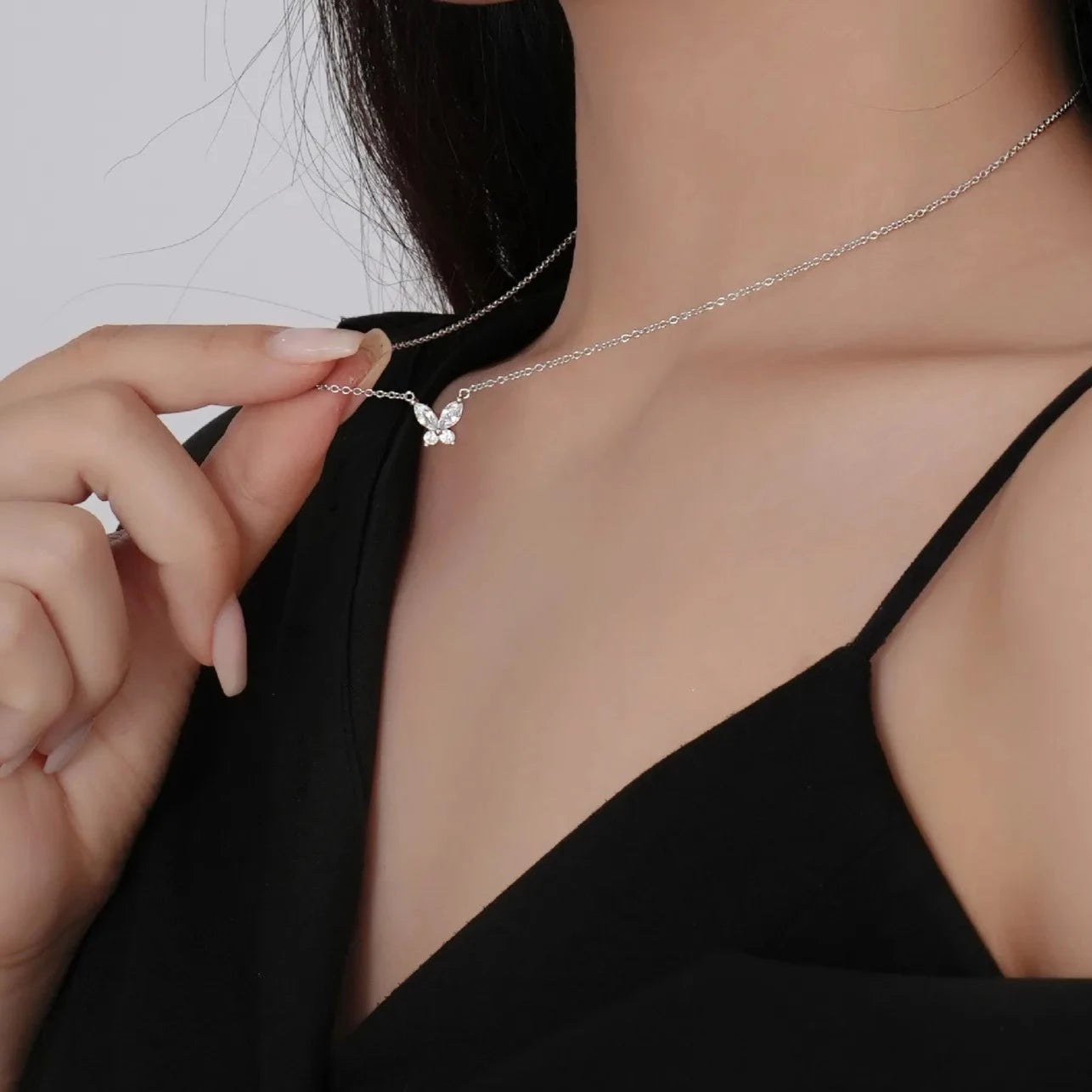 Simple Crystal Butterfly Necklace