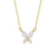 Simple Crystal Butterfly Necklace
