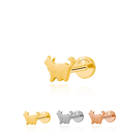 Titanium Mini Kitty Flat Back Stud