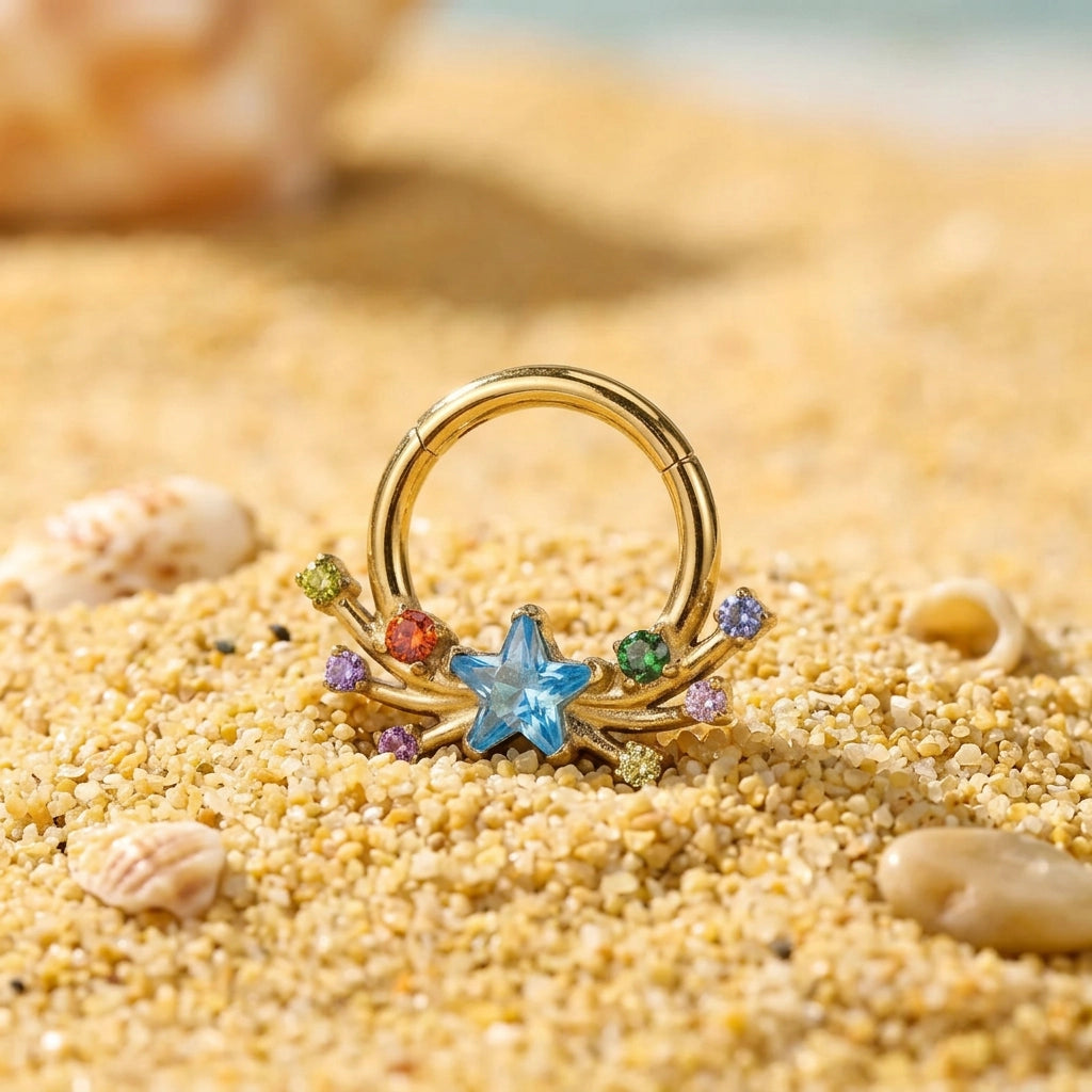 Titanium Sparkling Celestine Star Clicker
