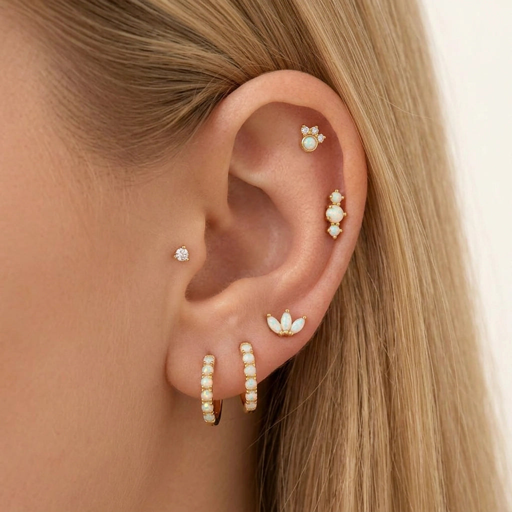 3-Petal Opal Labret Piercing Stud