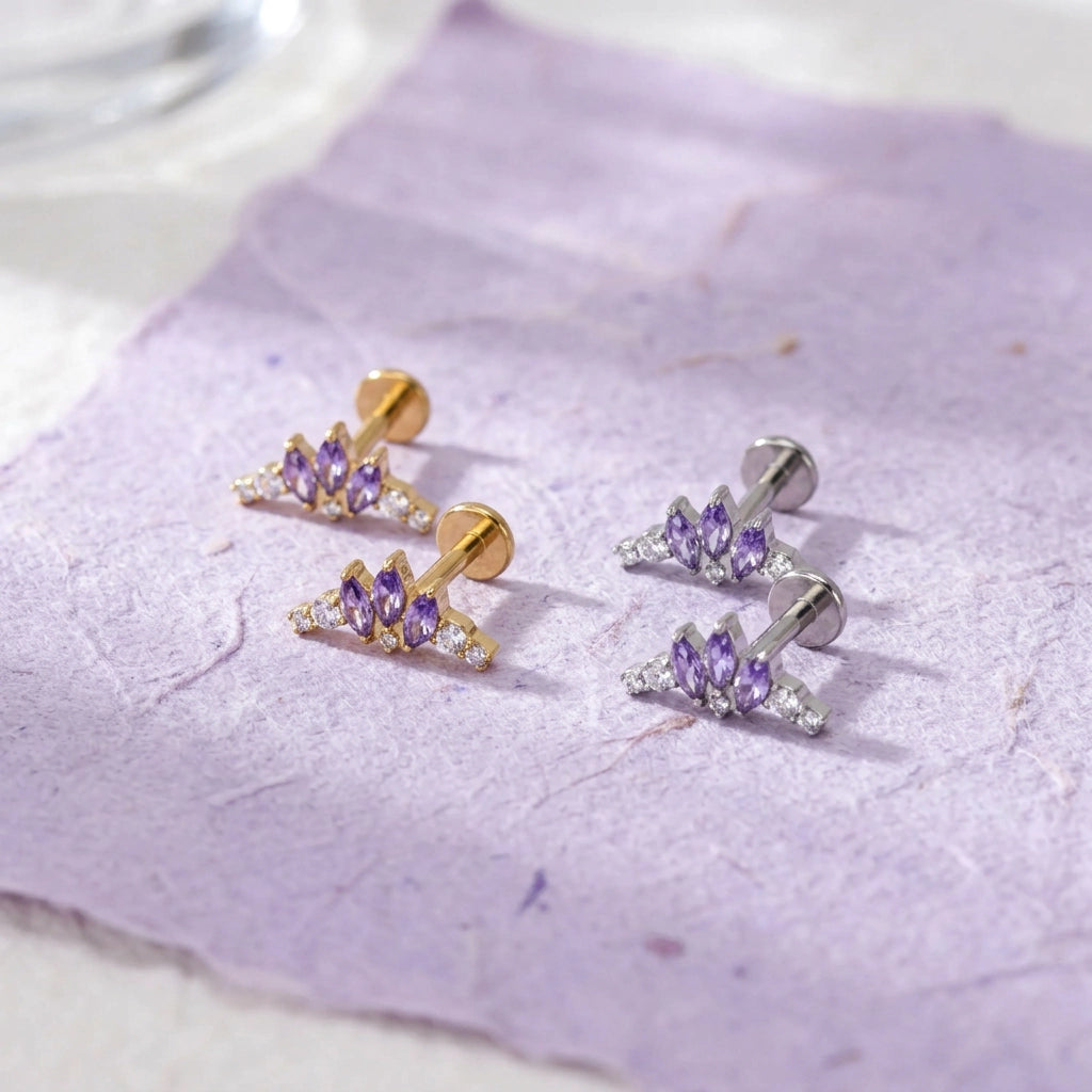 Titanium Aila Crown Stud - Amethyst Magic