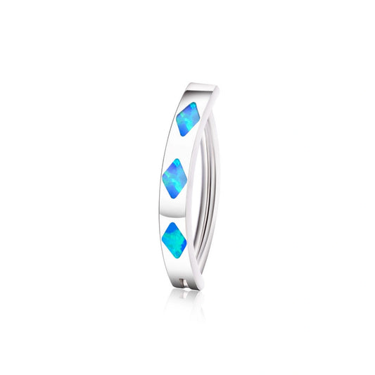 Solid Titanium Ocean Blue Opal Belly Ring