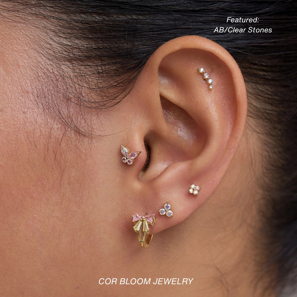 Minimal Mini Curve Stud – Pink & Ruby