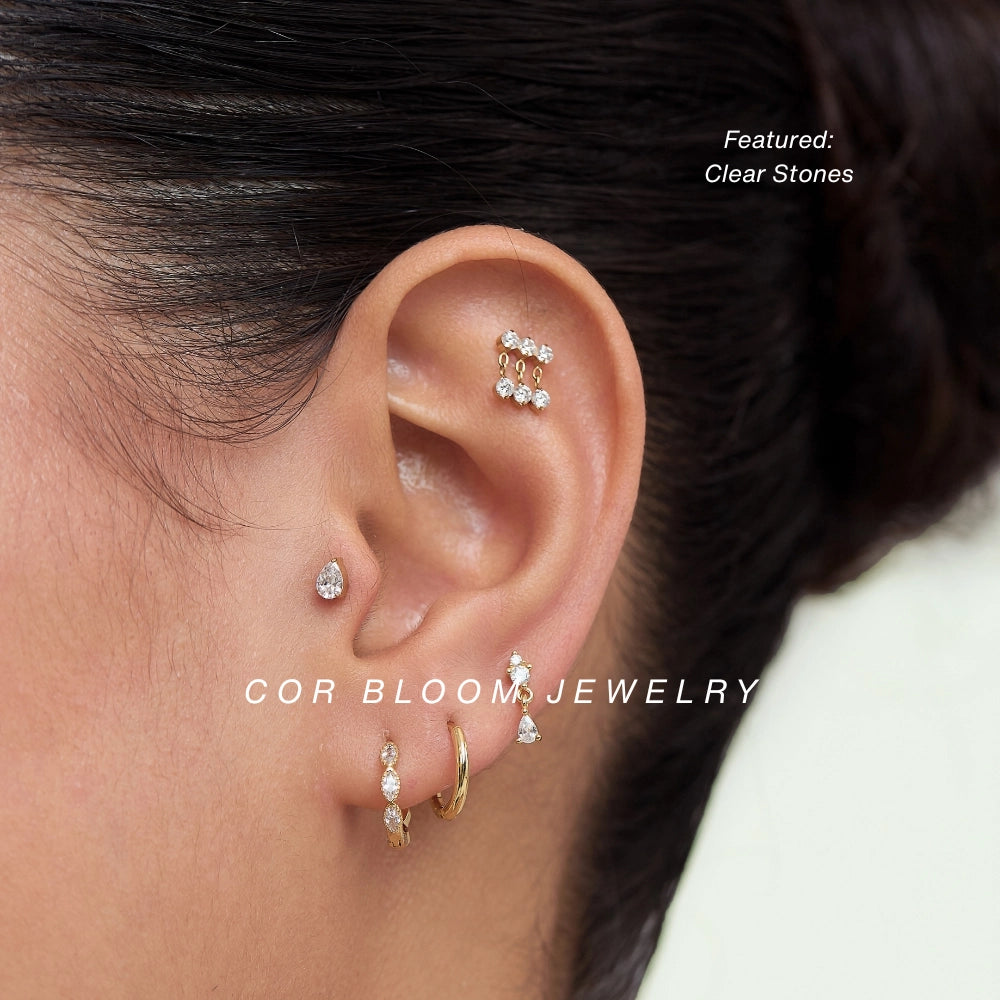 Titanium Apion Blue Sapphire Waterdrop Flat Back Stud