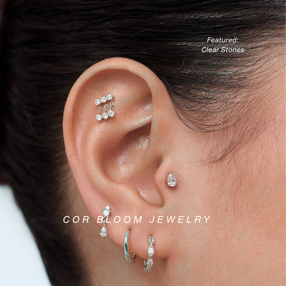 Titanium Apion Diamond Waterdrop Flat Back Stud