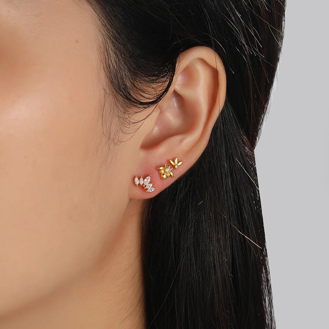 Titanium Solid Trio Marquise Petal Flat Back Stud