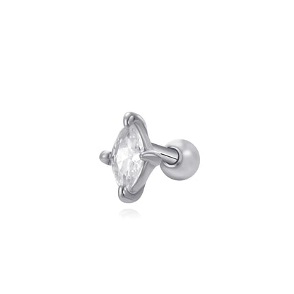 White Diamond Rhombus Piercing Stud Earring (18G)