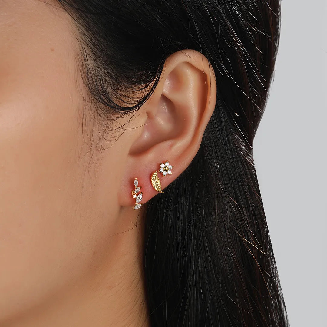 Petit Simple Leaf Flat Back Earring&Nature-inspired Hypoallergenic Studs – COR BLOOM