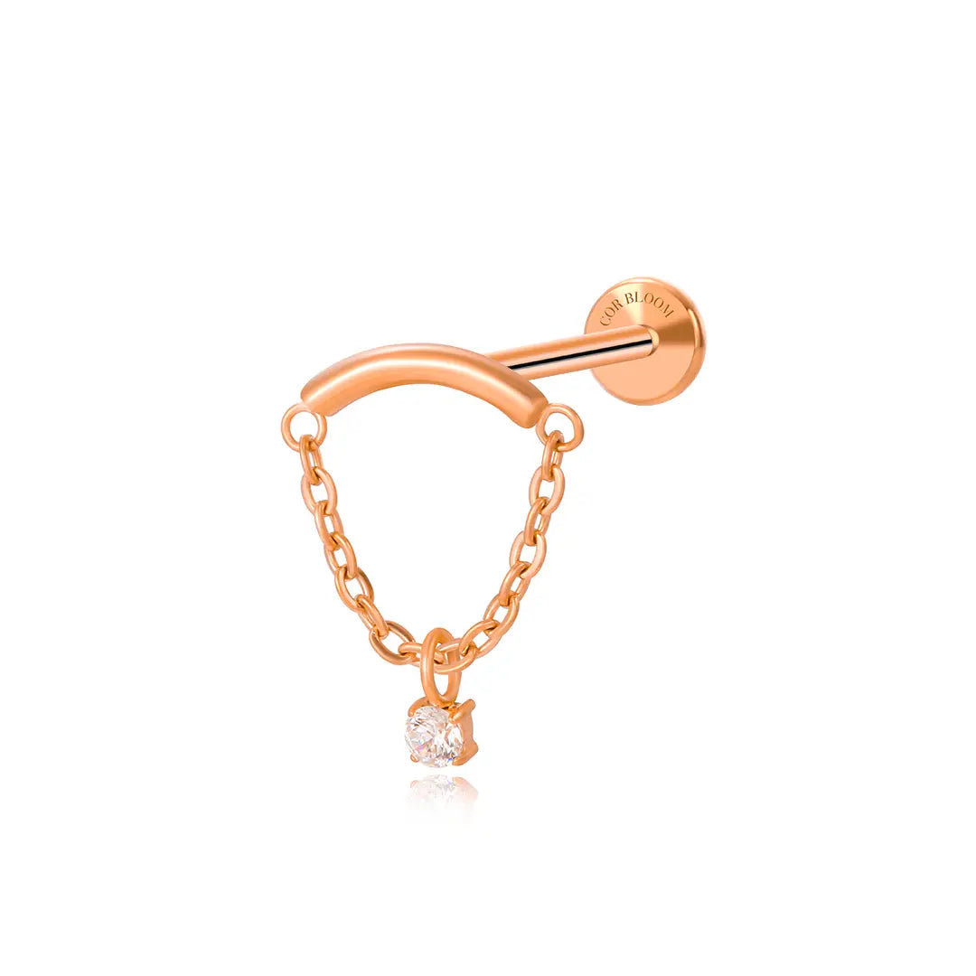 Titanium Dangling Square Crystal Hidden Helix Stud
