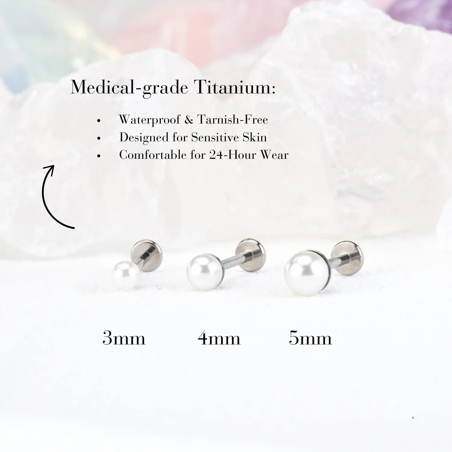 Titanium Baby Pearl Threaded Flat Back Stud