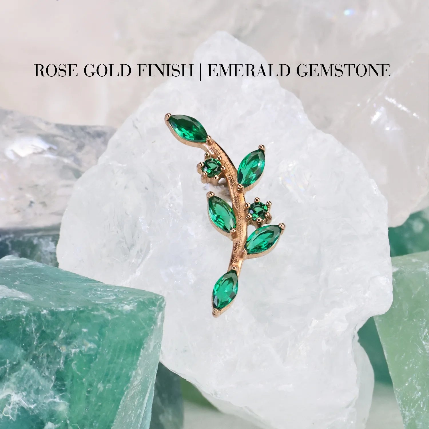 Akira Green Emerald Autumn Leaf Flatback Stud
