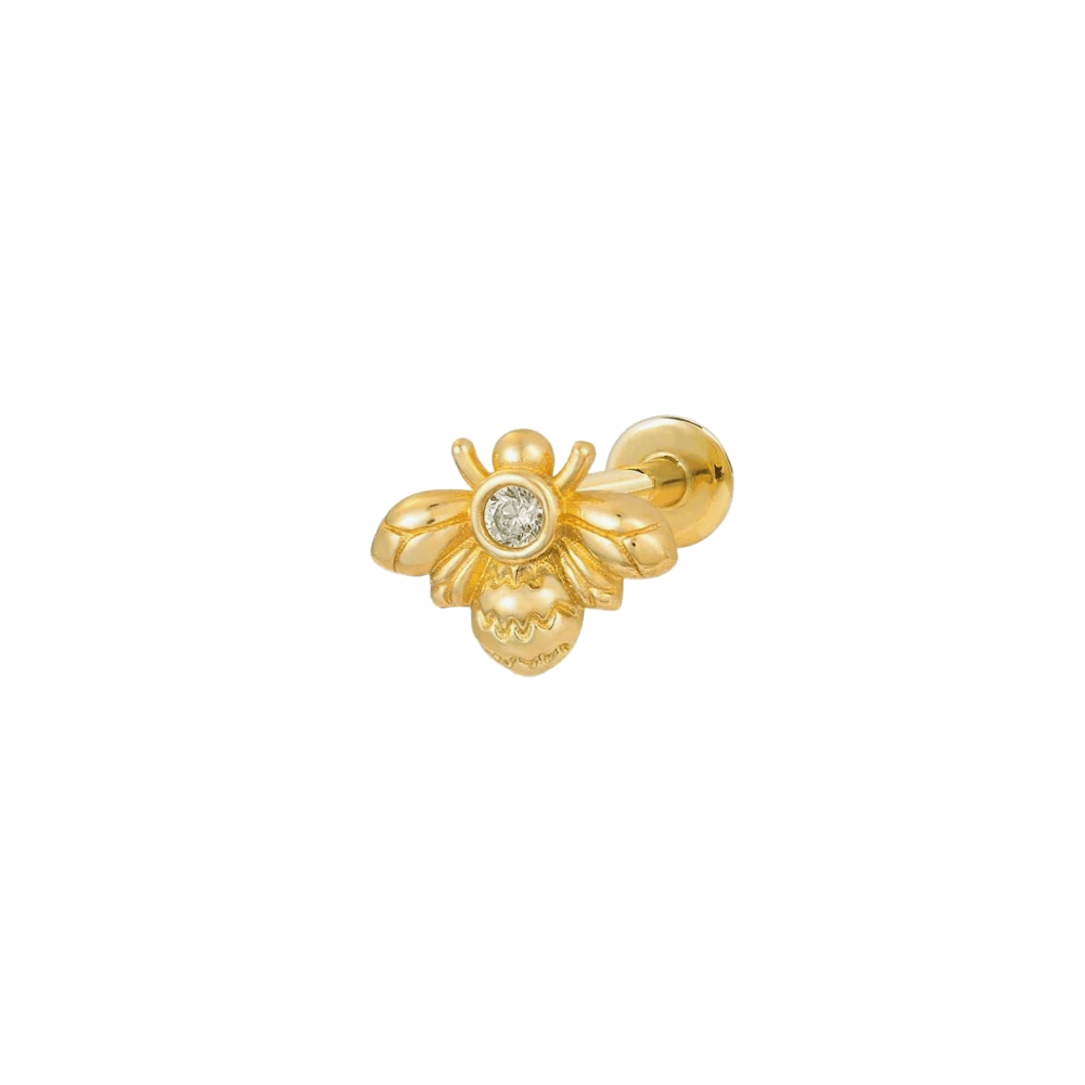 Petit CZ Bee Flat Back Stud Earring