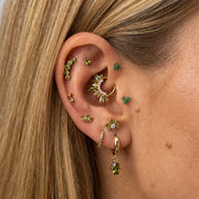 Titanium Athina Mini Triangle Stud - Green Agate