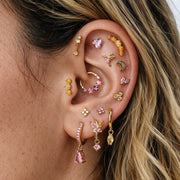 Titanium Elpis Yellow Opal Trinity Stud