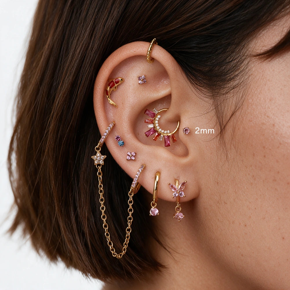 Titanium Eleni Multisize Ruby Stud (Push Pin)