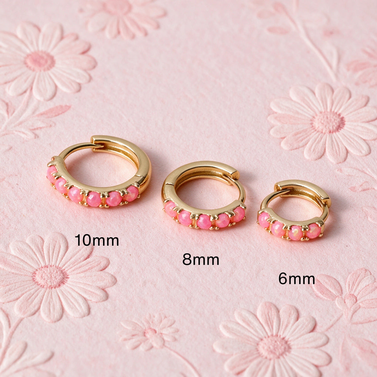 Yianna Pink Opal Hoop Earrings