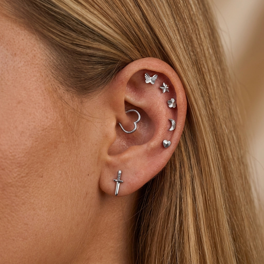Titanium Heart Daith Hoop | Septum Clicker
