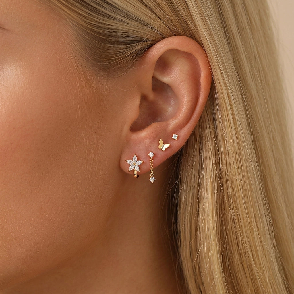 Mini Butterfly Flat Back Stud Earring