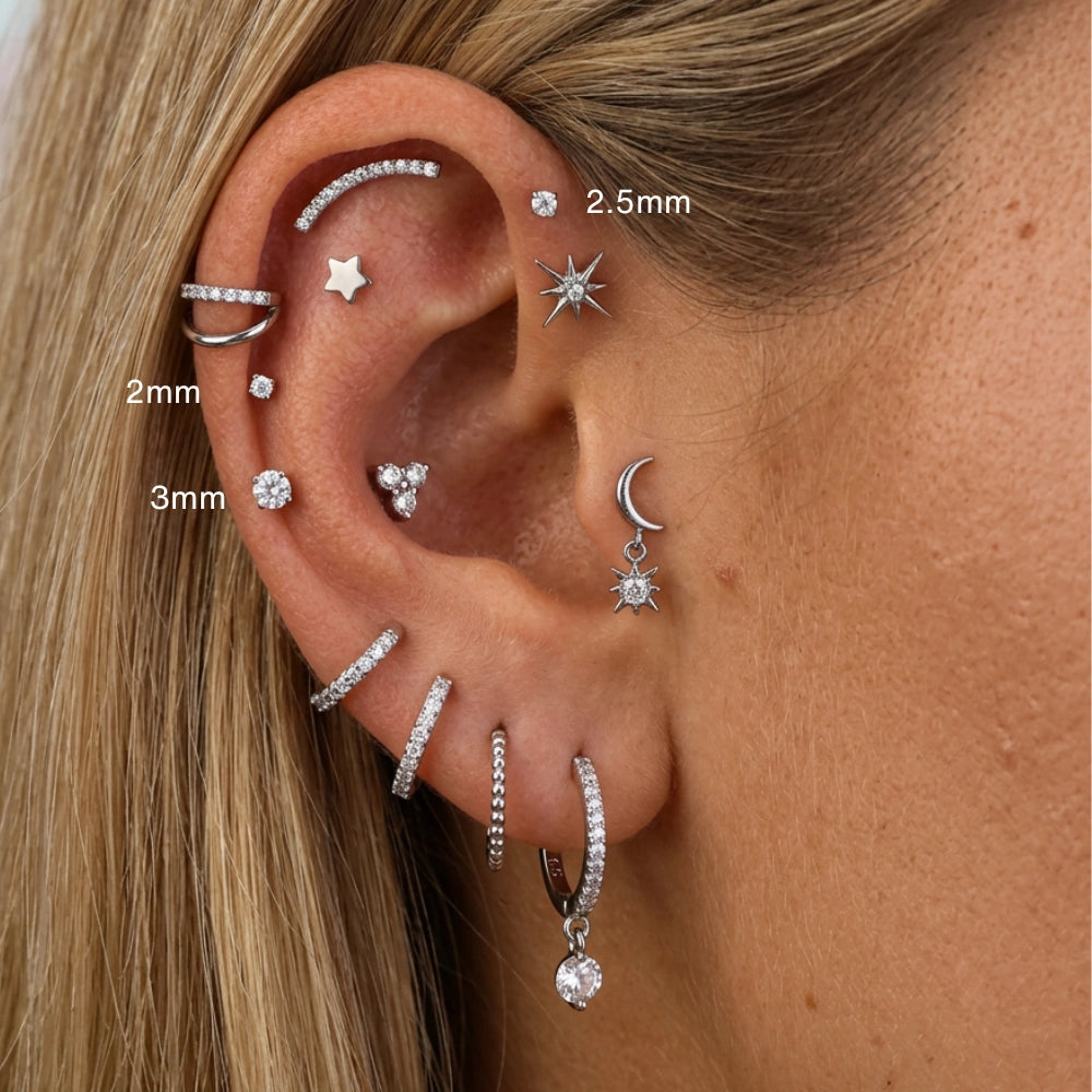 Titanium Everly Crescent Moon & Sun Dangling Piercing Stud