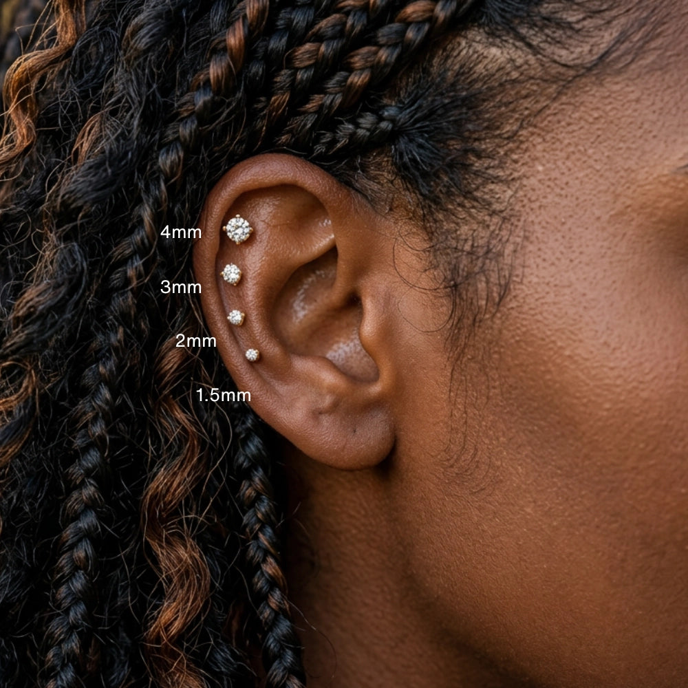 Minimal Round Cut CZ Stud - Threaded