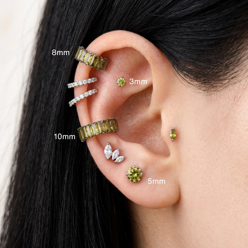 Titanium Multisize Peridot Stud (Push Pin)