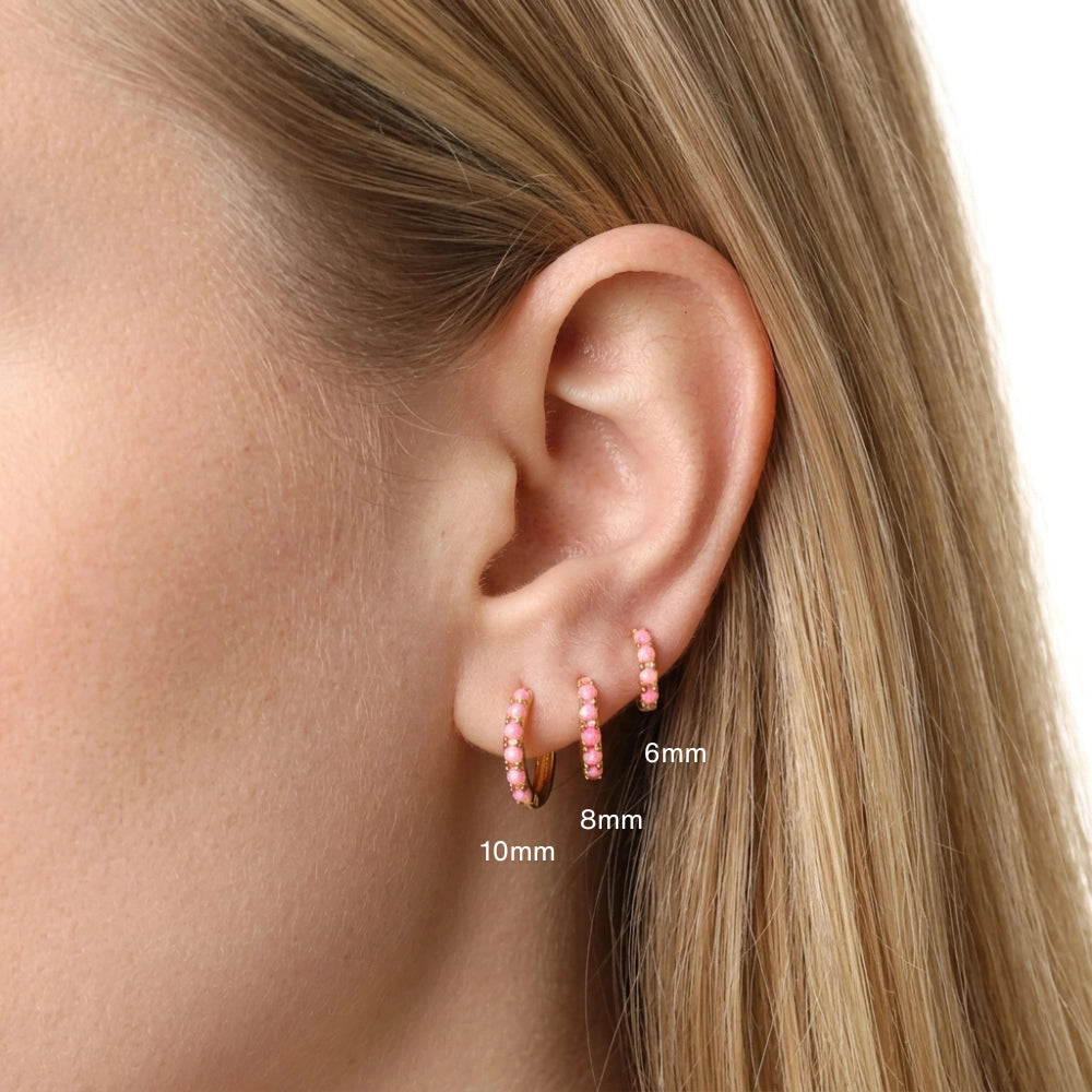Yianna Pink Opal Hoop Earrings