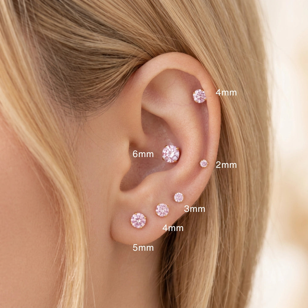 Titanium Freyja Multisize Pink Tourmaline Stud