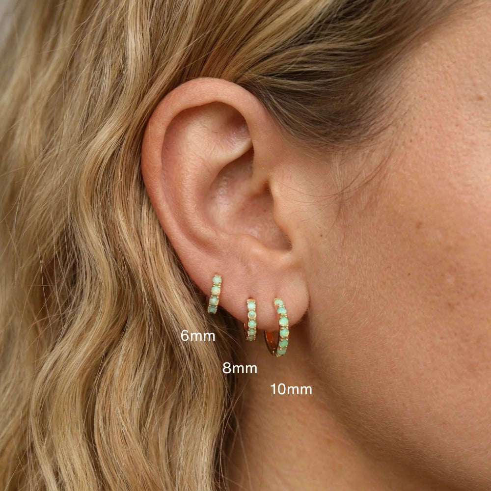 Yianna Spring Green Opal Hoop Earrings