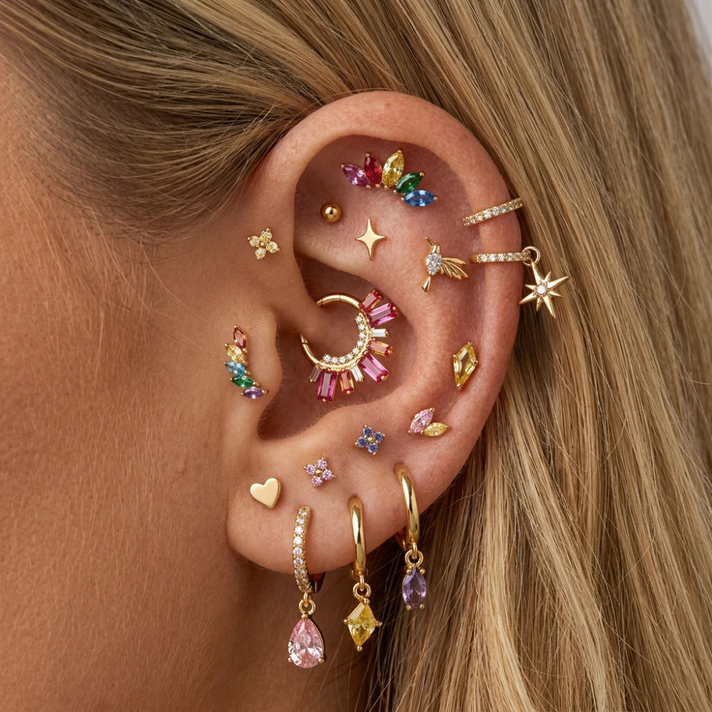 Titanium Solid Astra Star Flat Back Stud