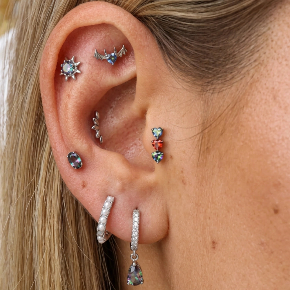 Titanium Hreremus Dark Iridescent Bat Stud