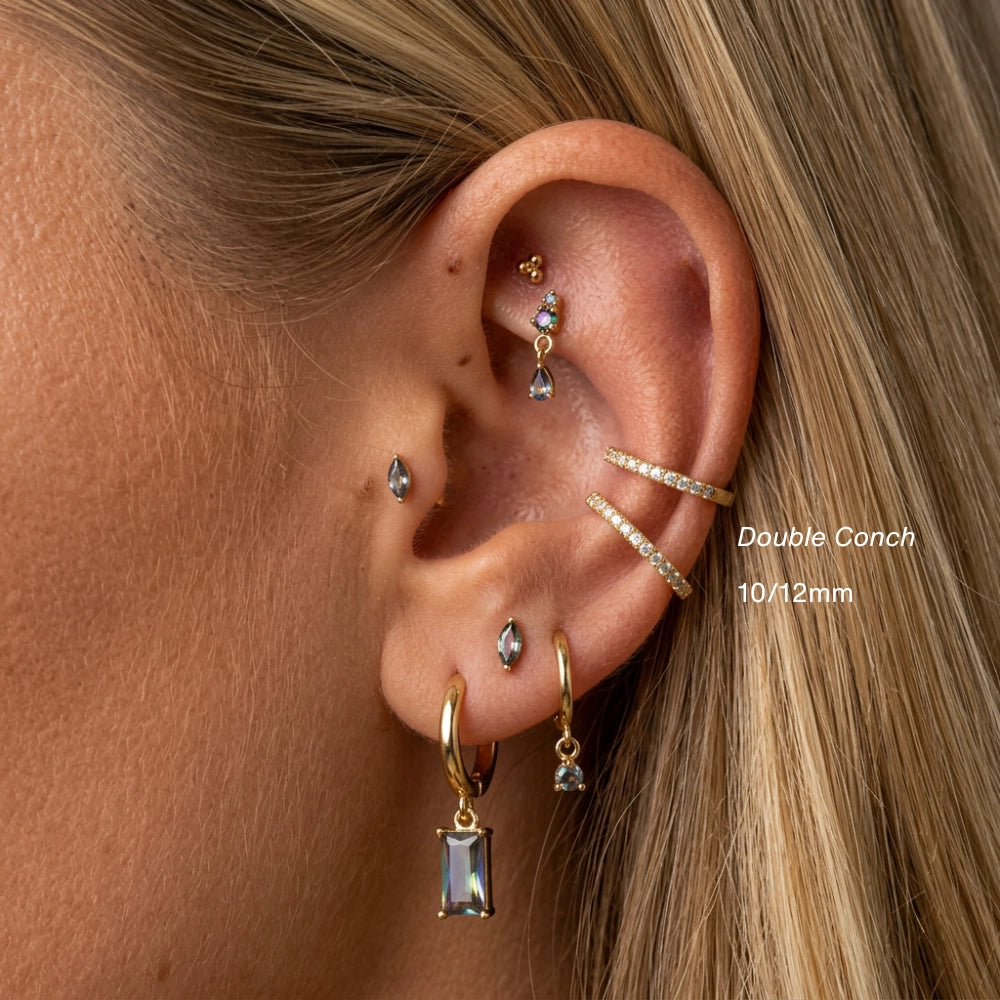 Multisized Titanium Crystal Clicker Helix Hoop | Conch Ring | Septum Clicker