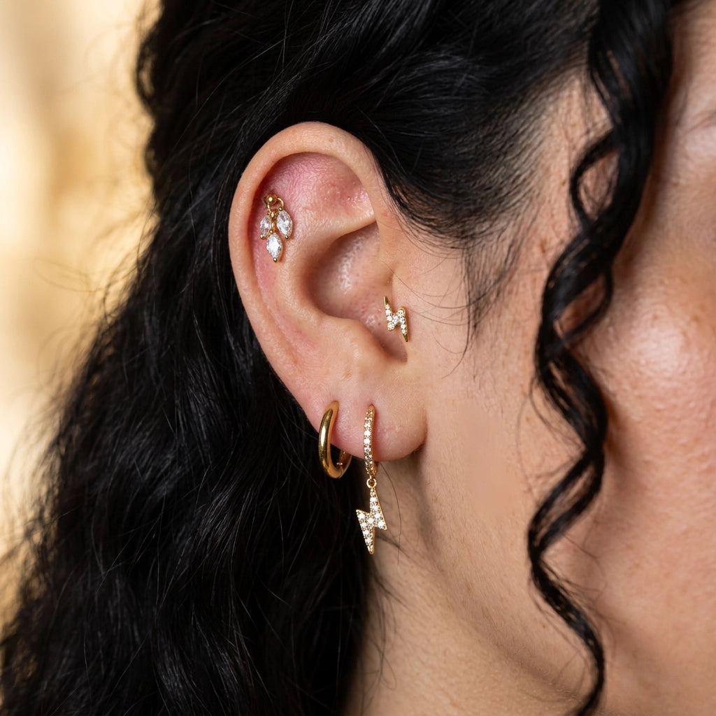 Aspasia Diamond Lightning Charm Hoop Earrings