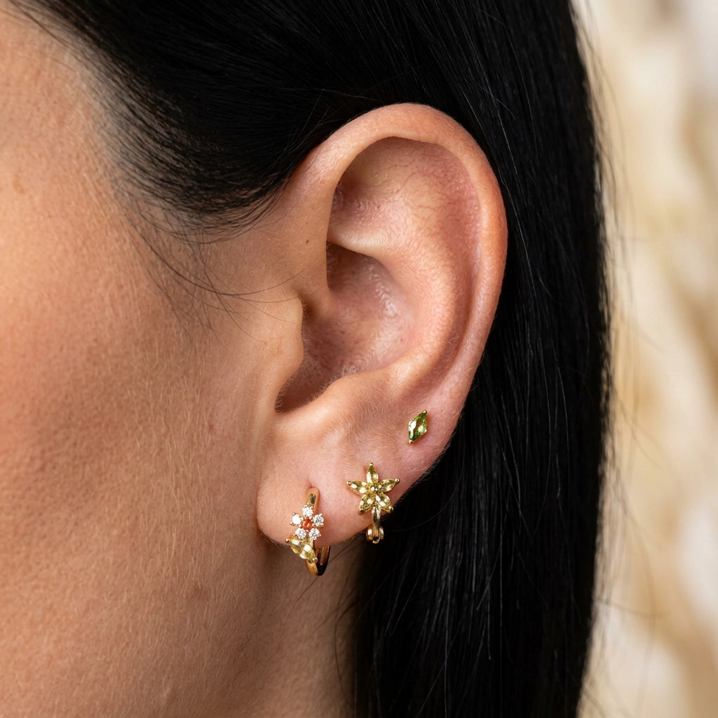 Rosy Flower Hoop Earrings