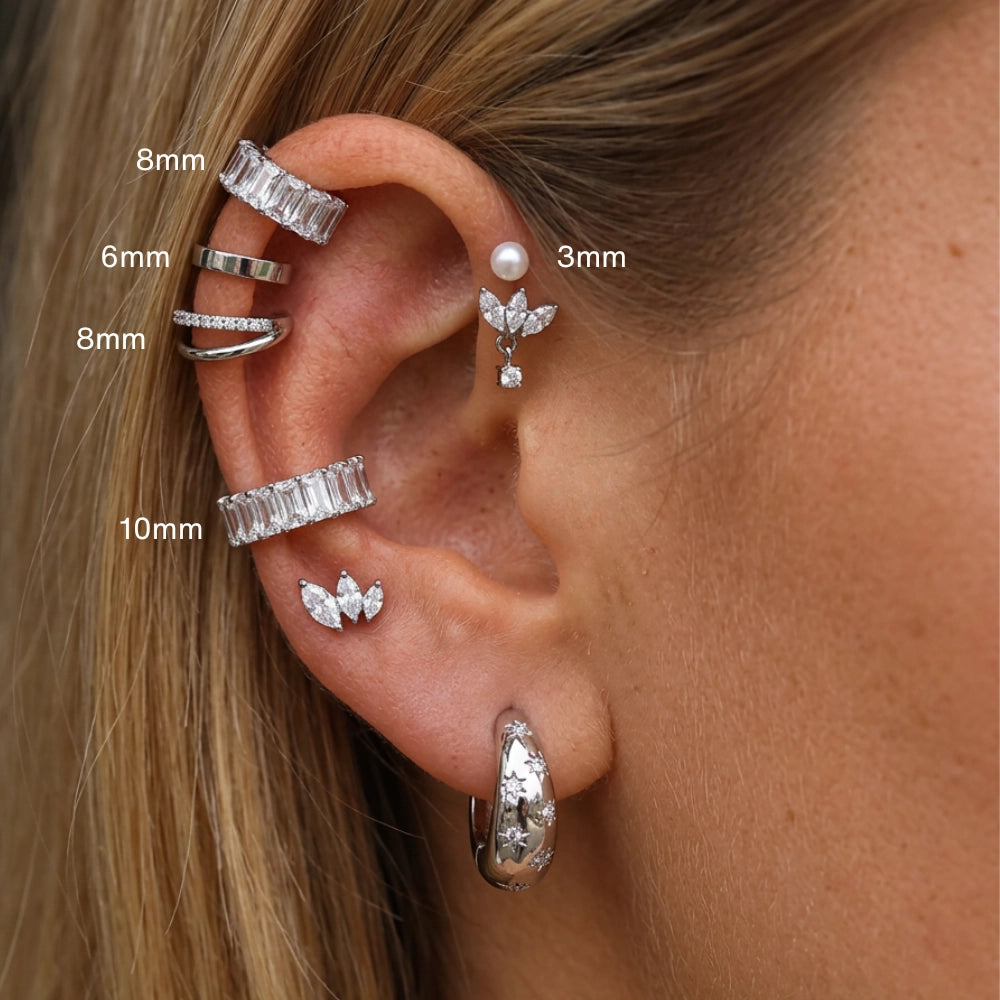 Titanium Trinity Petal Flat Back Stud