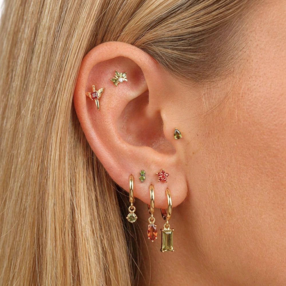 Titanium Apion Peridot Waterdrop Flat Back Stud