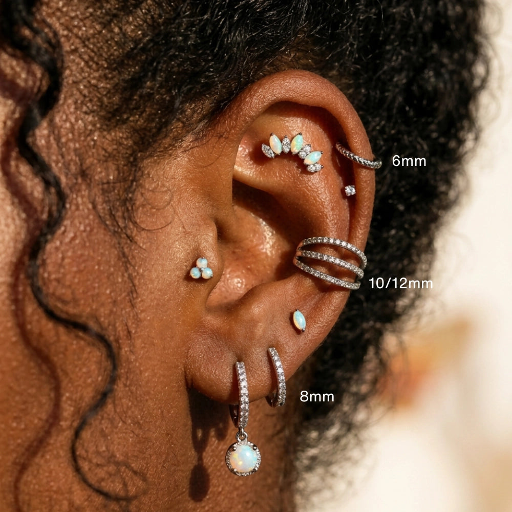 Titanium Ariadne 7-Petal Opal Flat Back Stud