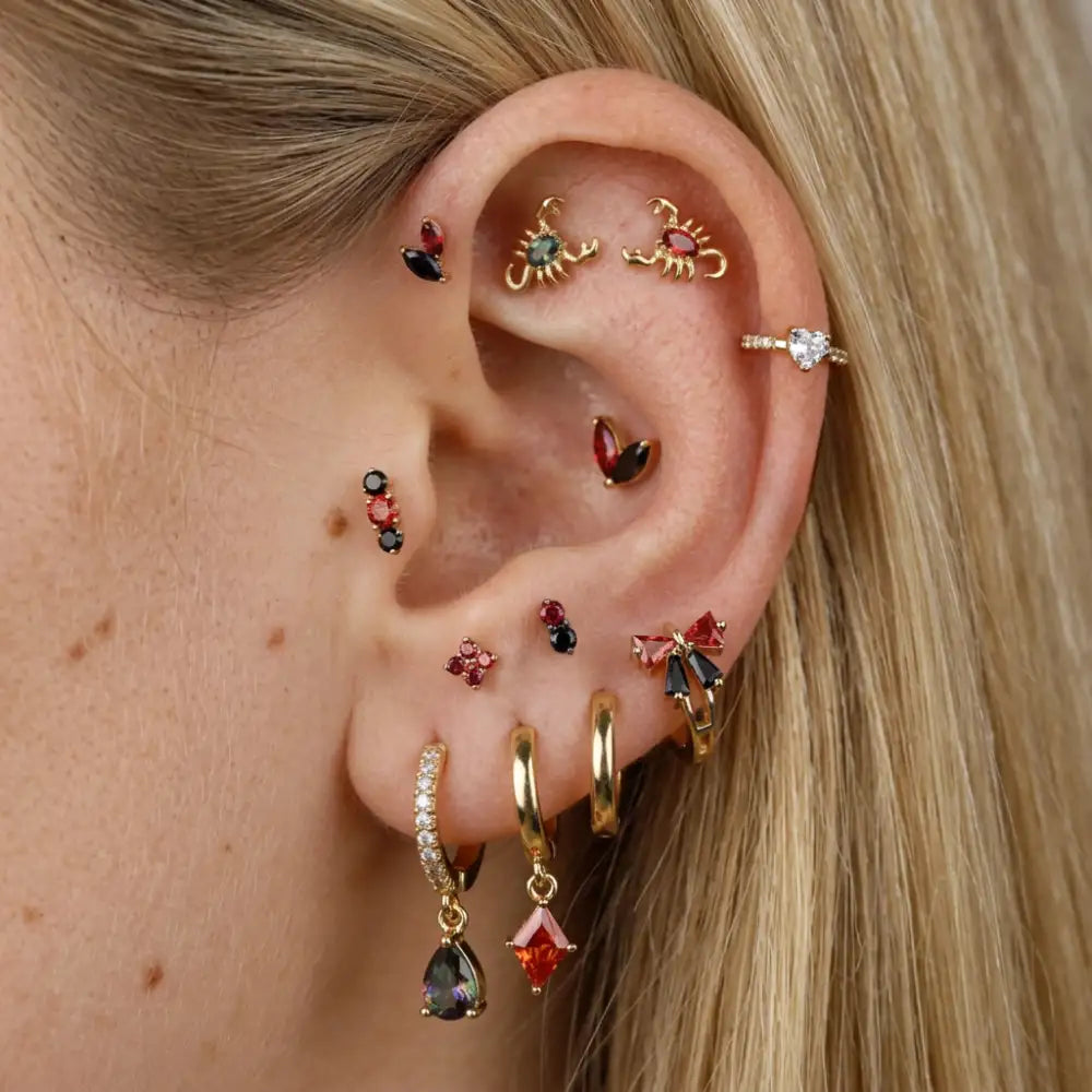 Titanium Caracalla Red Garnet Scorpion Flat Back Stud