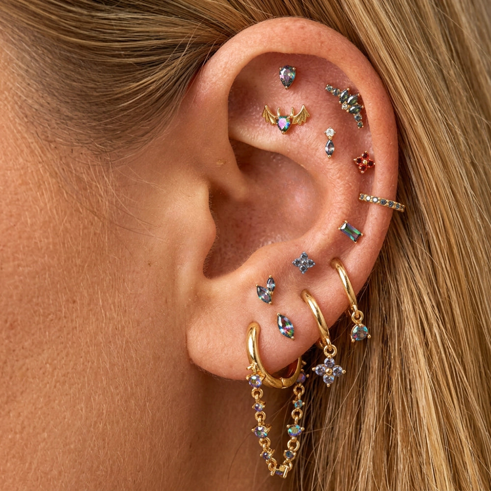 Titanium Elynn Dark Iridescent Marquise Flat Back Stud