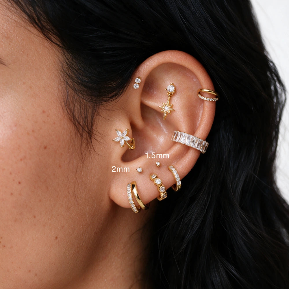 Dareia Minimal Round Cut CZ Stud - Threaded