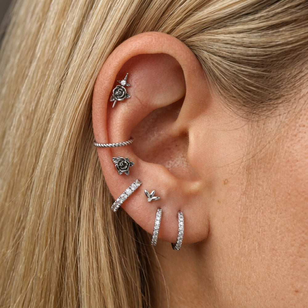 Titanium Solid Trio Marquise Petal Flat Back Stud