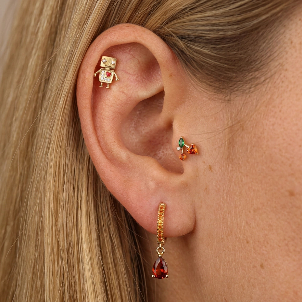 Titanium Ripe Cherry Flat Back Stud
